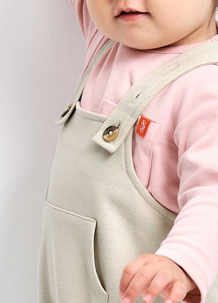 BABY棉質連身吊帶褲-米色4