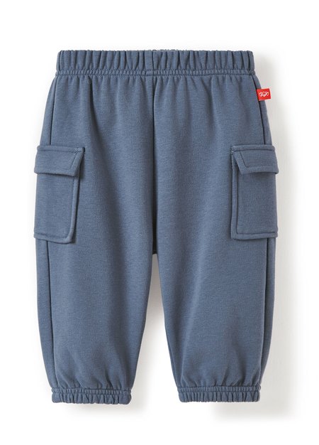 BABY棉質工作束口褲-灰藍1