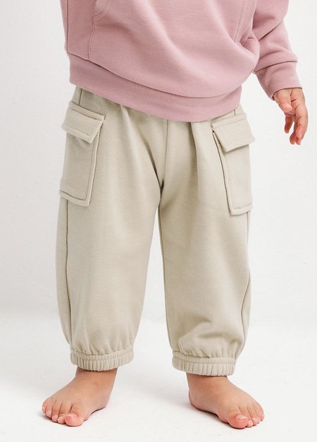 BABY棉質工作束口褲-米色3