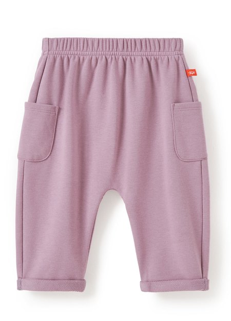 BABY棉質毛圈反摺長褲-藕紫1