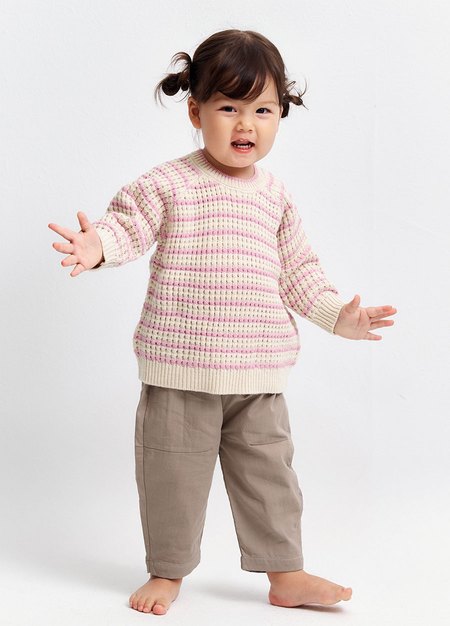 BABY剪接錐形褲-卡其3