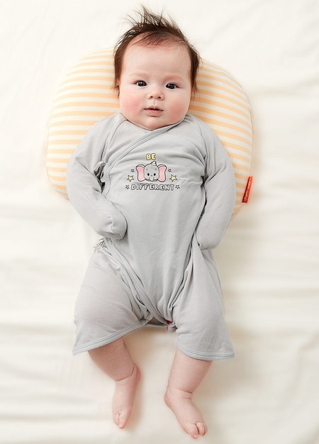 新生兒迪士尼Q彈棉質蝴蝶衣-小飛象-灰藍3