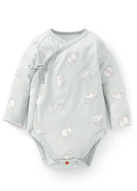 新生兒Q彈棉質長袖包屁衣-刺蝟寶寶-灰藍2