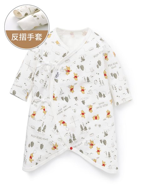 新生兒迪士尼Q彈棉質蝴蝶衣-森林維尼-白色1