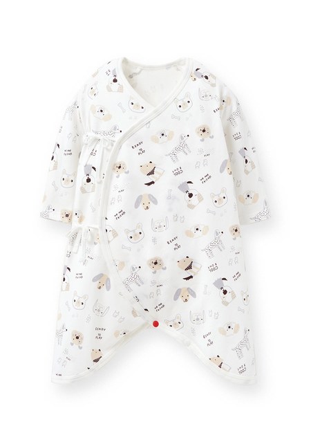 新生兒Q彈棉質蝴蝶衣-狗狗-白色2