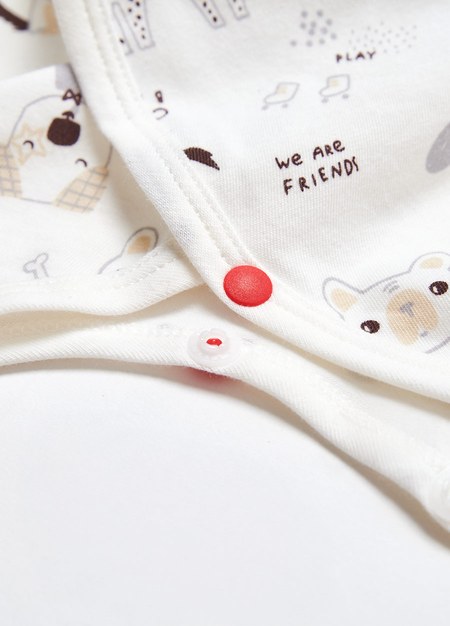 新生兒Q彈棉質蝴蝶衣-狗狗-白色3