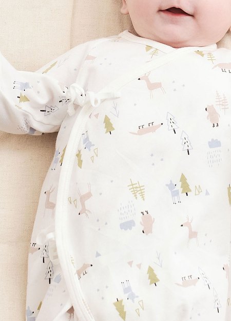 新生兒Q彈棉質蝴蝶衣-森林動物-白色2