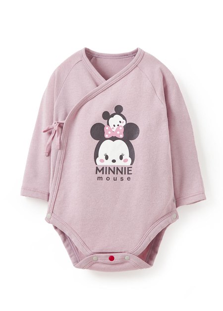 新生兒迪士尼蓄熱保溫長袖包屁衣-米妮與米奇-淺紫2