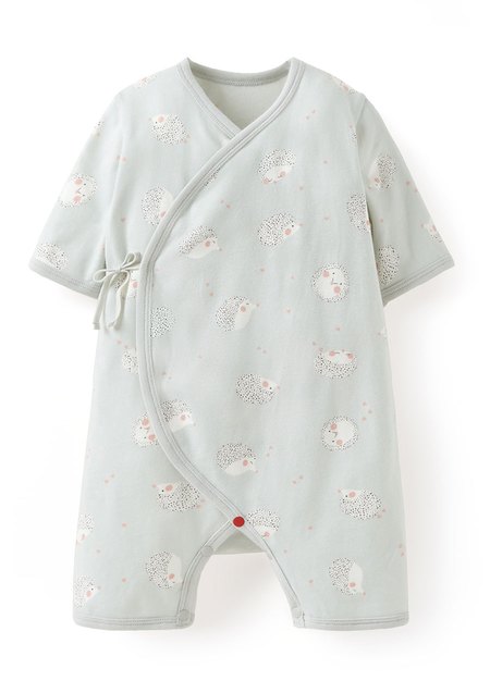 新生兒短袖連身包屁衣-刺蝟寶寶-灰藍3