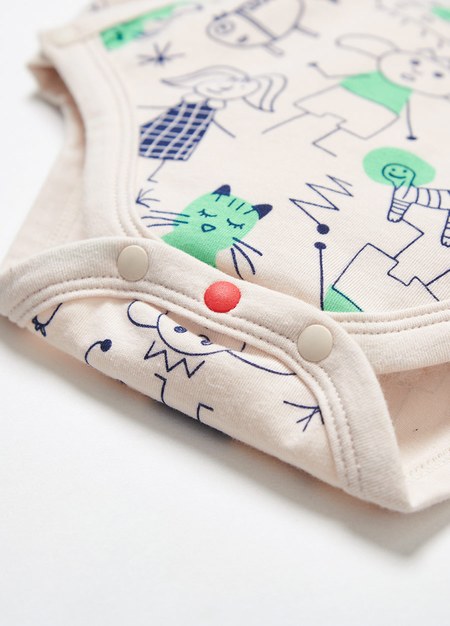 新生兒Q彈棉質包屁衣-童趣線條-綠色3