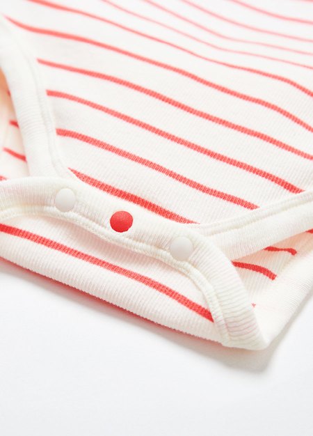 新生兒 Q彈橫紋包屁衣-粉橘2