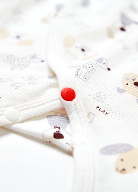 新生兒短袖連身包屁衣-狗狗-白色2