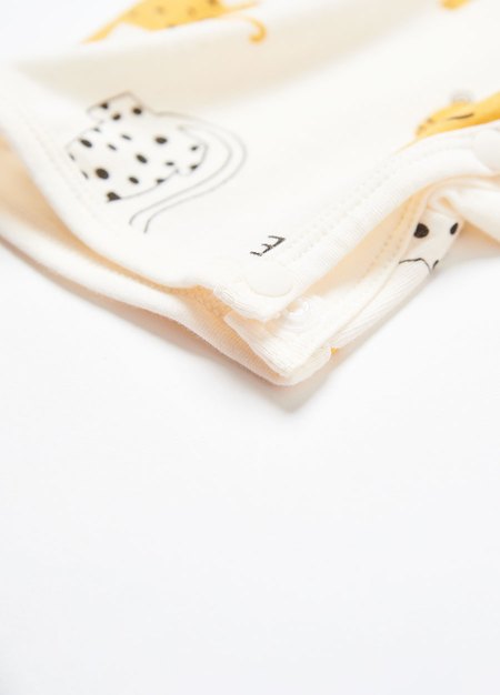 新生兒 短袖連身包屁衣-老虎-淺黃3