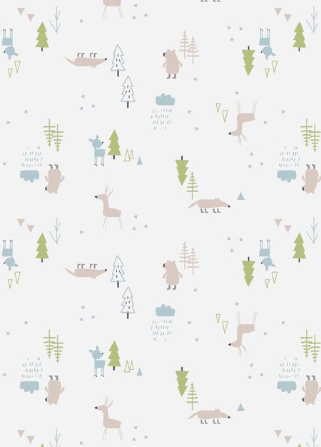 新生兒短袖連身包屁衣-森林動物-白色3