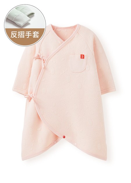 新生兒鋪棉蝴蝶衣-淺粉1