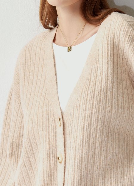 V領開襟孕哺針織衫(兩穿)-米色3