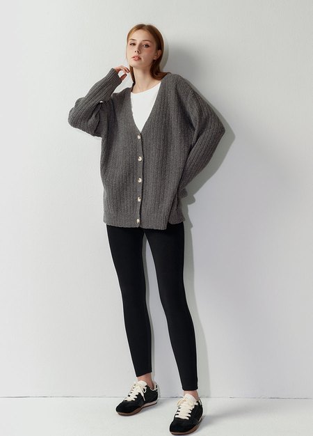 V領開襟孕哺針織衫(兩穿)-深灰4