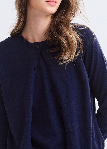 圓領開襟孕哺針織衫(兩穿)-深藍3