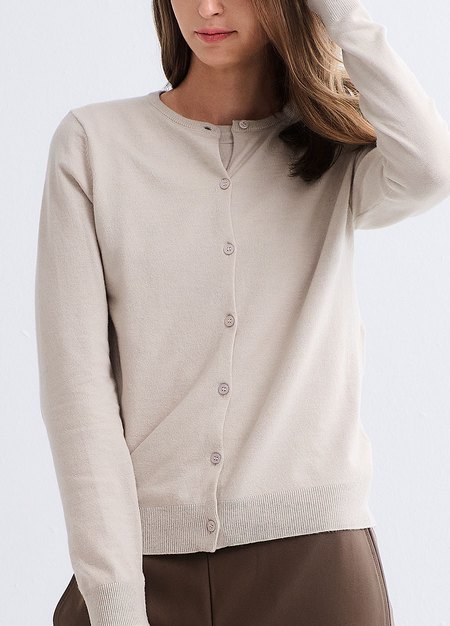 圓領開襟孕哺針織衫(兩穿)-米色1