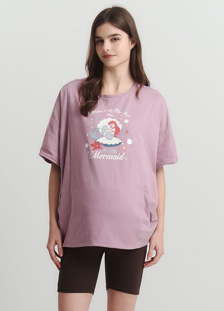 迪士尼小美人魚寬鬆孕哺罩衫-藕紫1
