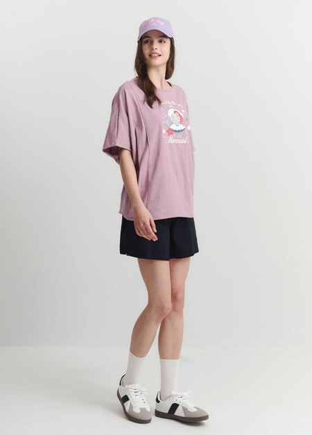 迪士尼小美人魚寬鬆孕哺罩衫-藕紫3