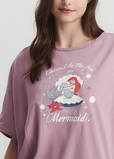 迪士尼小美人魚寬鬆孕哺罩衫-藕紫4