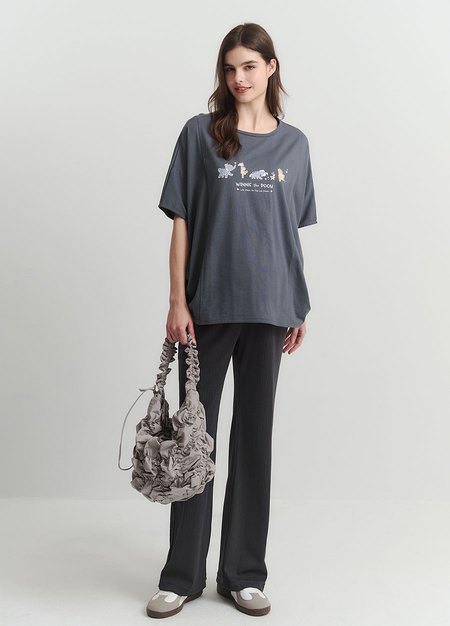 迪士尼小熊維尼寬鬆孕哺罩衫-灰藍1