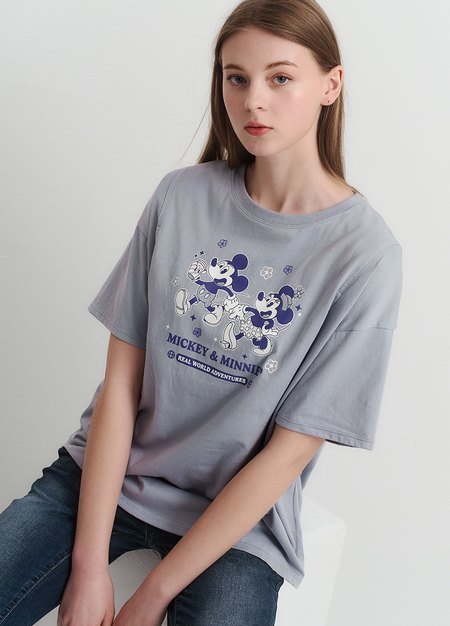 迪士尼米奇&米妮寬鬆孕哺上衣-藍紫1