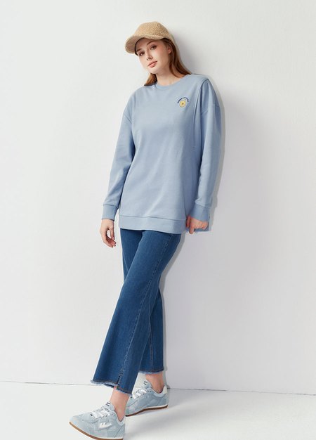 迪士尼小熊維尼長版孕哺上衣-淺藍4