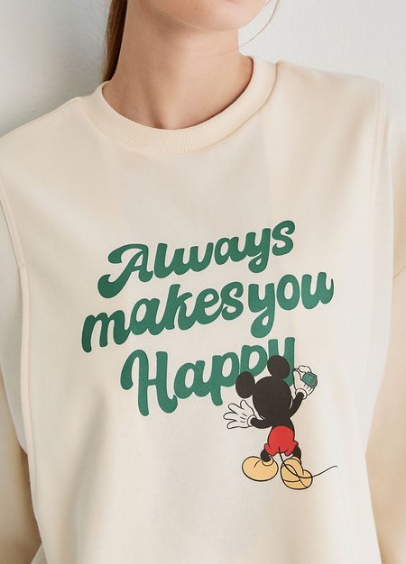 迪士尼米奇長版孕哺上衣-米色4