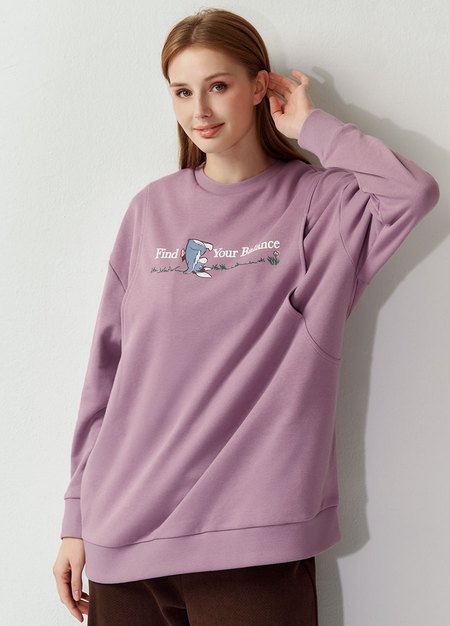 迪士尼維尼好朋友長版孕哺上衣-藕紫2