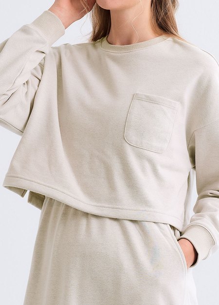 假兩件式+開衩裙孕哺套裝-米色4