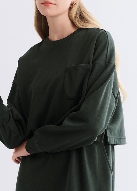 假兩件式+開衩裙孕哺套裝-深綠3