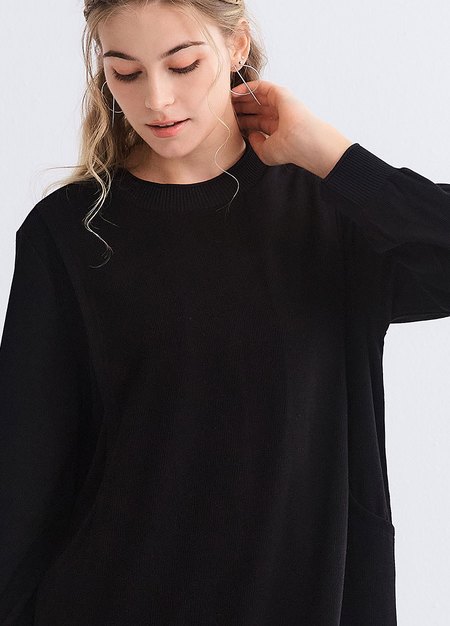 柔軟針織孕哺連身裙-黑色4