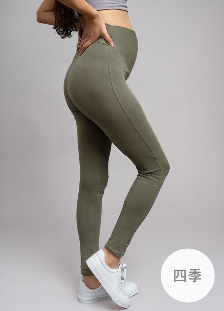 棉質舒適瑜珈孕婦褲-橄綠1