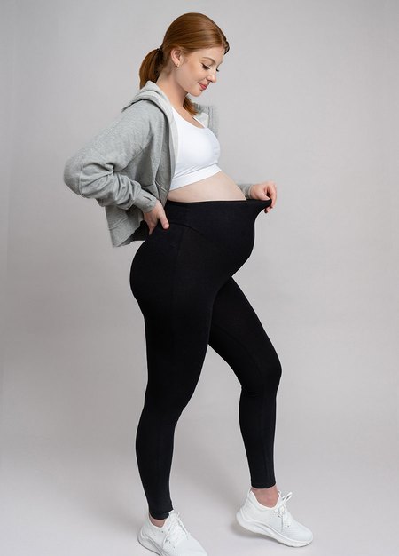棉質舒適瑜珈孕婦褲-黑色2