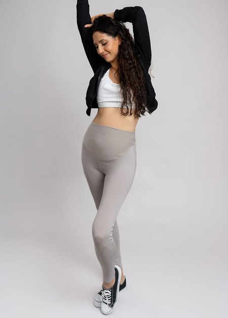 棉質舒適瑜珈孕婦褲-淺灰3