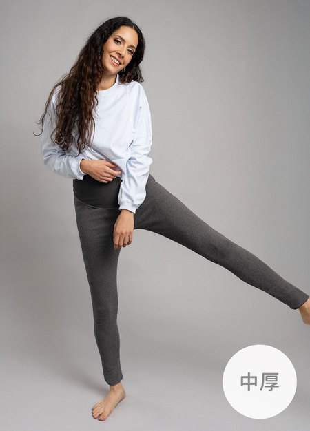 厚磅碳磨保暖瑜珈孕婦褲-深灰1