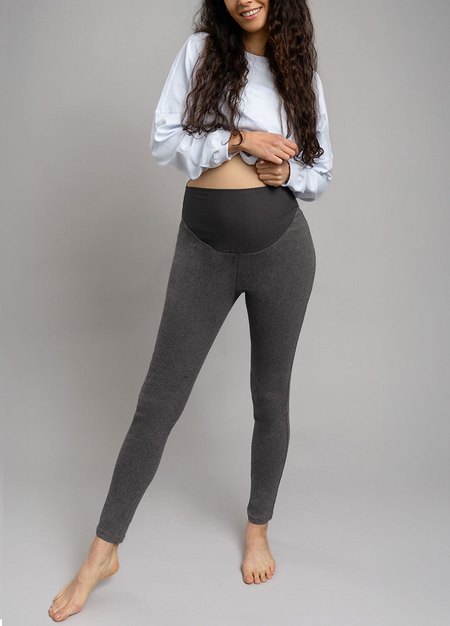 厚磅碳磨保暖瑜珈孕婦褲-深灰2