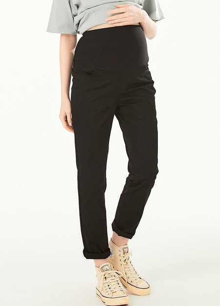 百搭修身上班孕婦褲-黑色2