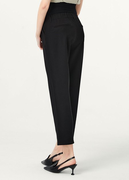 彈性修身九分上班孕婦褲-黑色4
