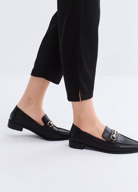 彈性開岔上班孕婦褲-黑色4