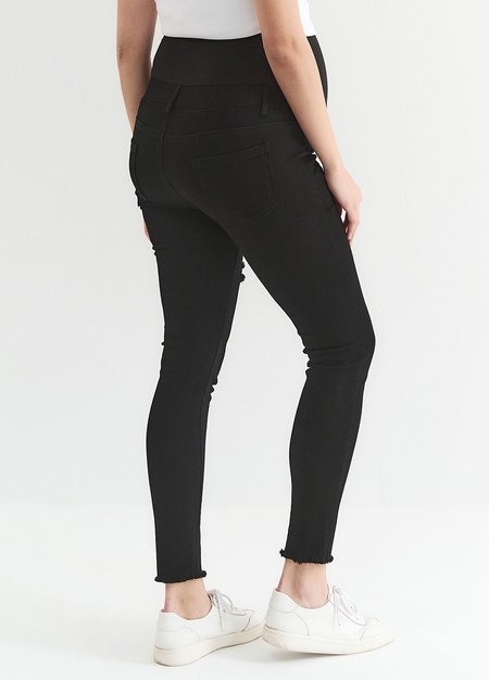 彈力顯瘦割破牛仔孕婦褲-黑色4