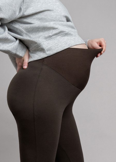 科技羊毛瑜珈孕婦褲-深棕2