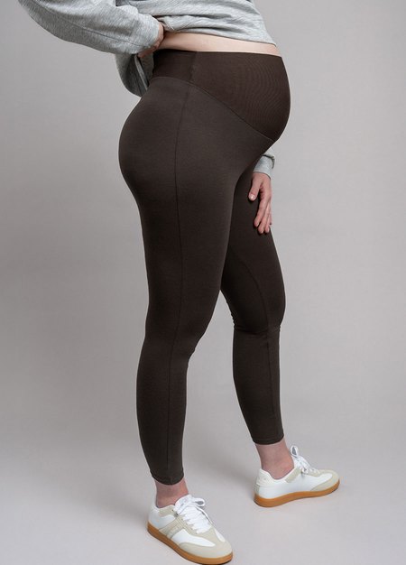 科技羊毛瑜珈孕婦褲-深棕4