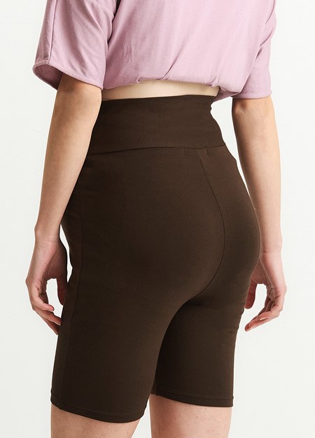 超彈舒適五分瑜珈孕婦褲-深棕4