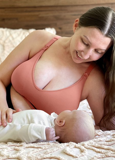 抗菌無痕運動哺乳內衣-深粉4