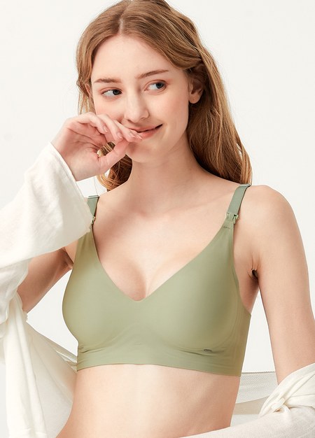 零著感無痕哺乳內衣-橄綠3