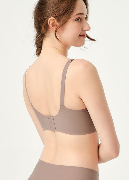 蕾絲零著感哺乳內衣-褐色4