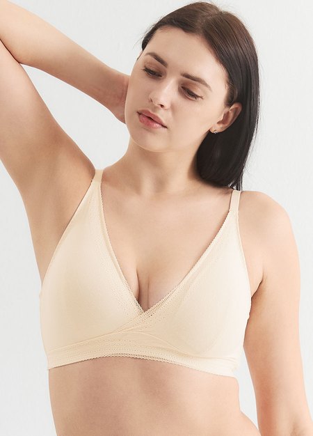 法式蕾絲抗菌月子內衣-米色3